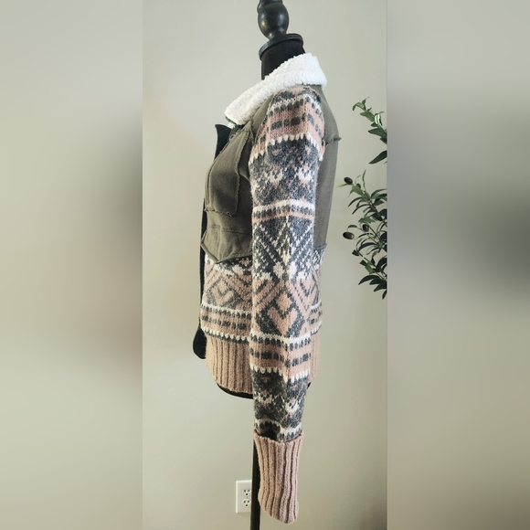 We The Free Free People Zip Fair Isle Sweater Jacket Size Small - Picture 2 of 11